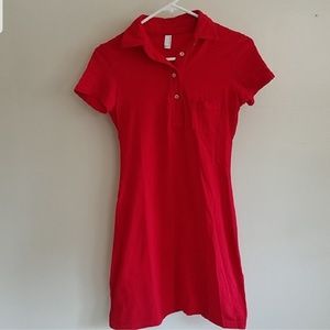 EUC red american apparel polo dress XS